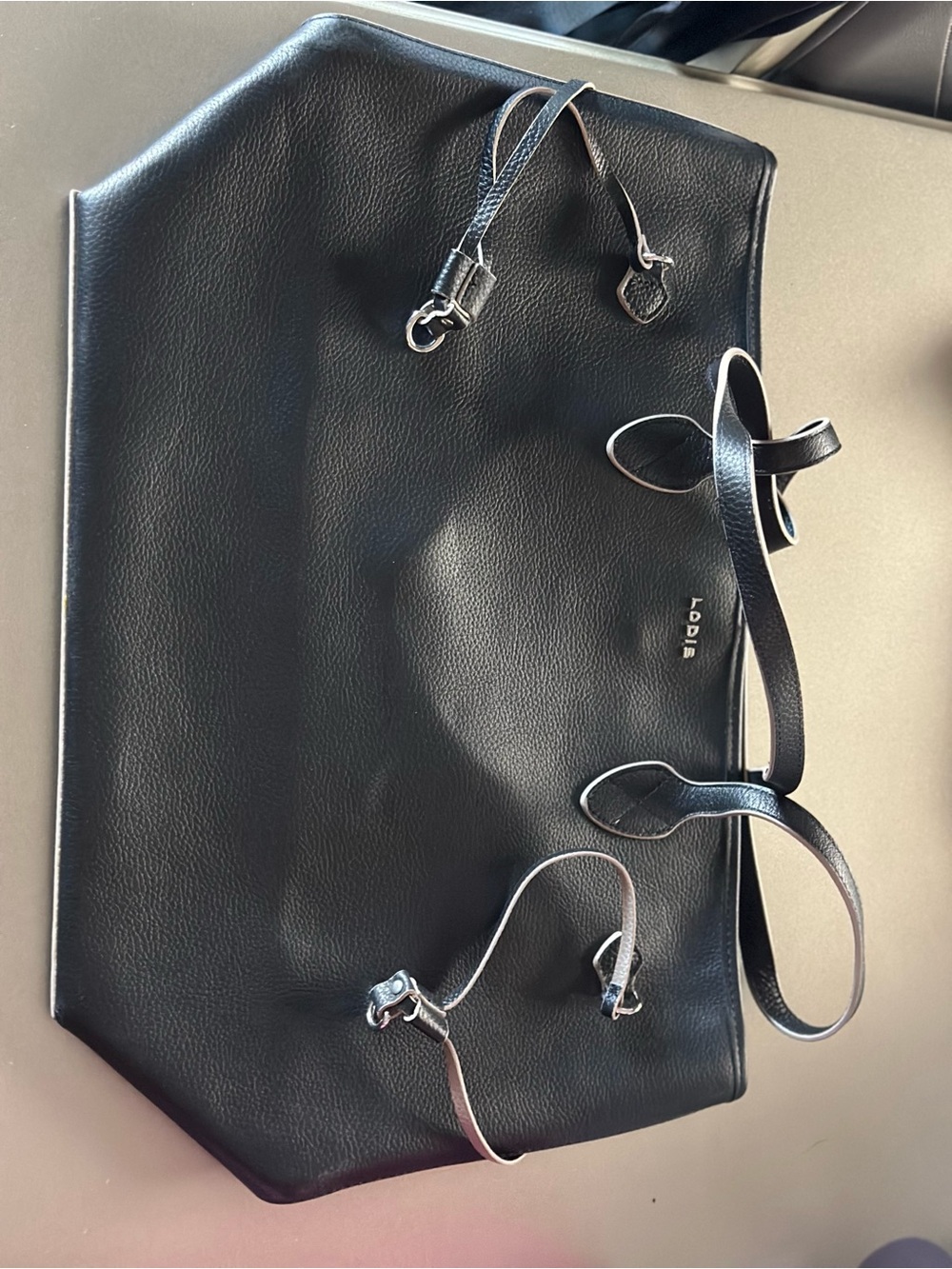 Lodis Black Leather Tote Bag